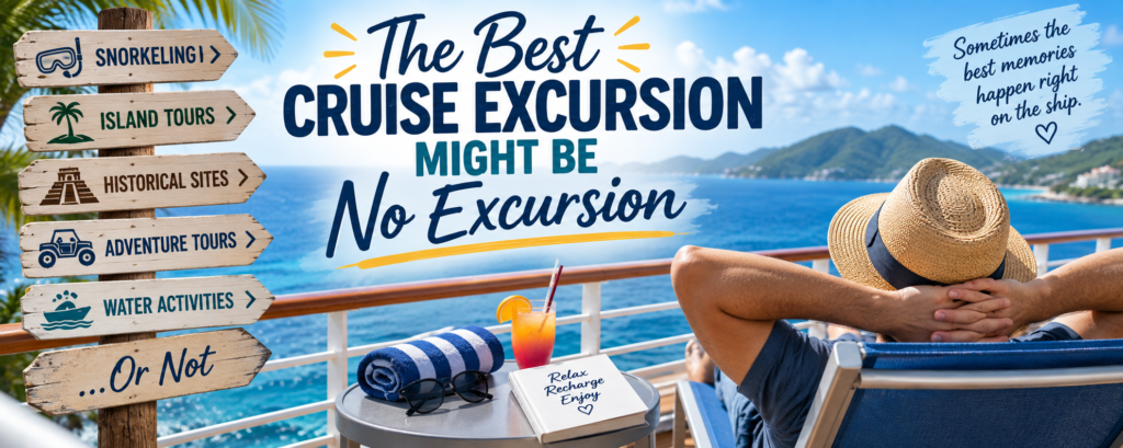 Cruise passenger relaxing on ship instead of taking a cruise excursion